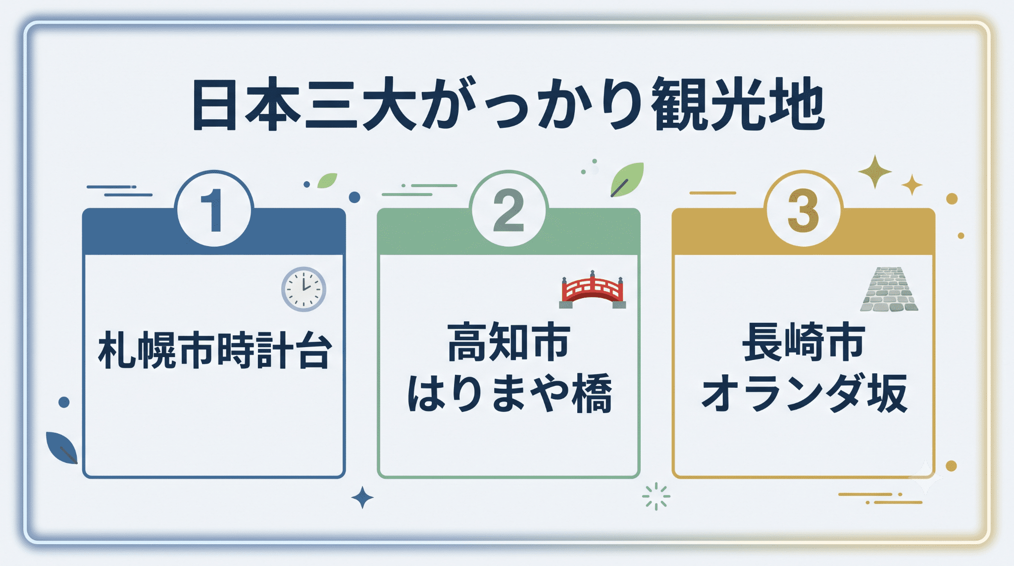 日本三大がっかり観光地とは？サッポロ時計台・オランダ坂・はりまや橋の魅力を徹底解説