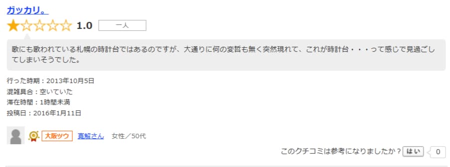 札幌市時計台がっかり
